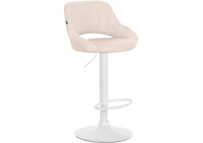 Tabouret de bar Milet, tissu, blanc/crème
