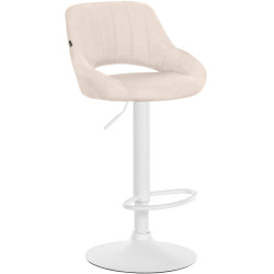 Tabouret de bar Milet, tissu blanc crème