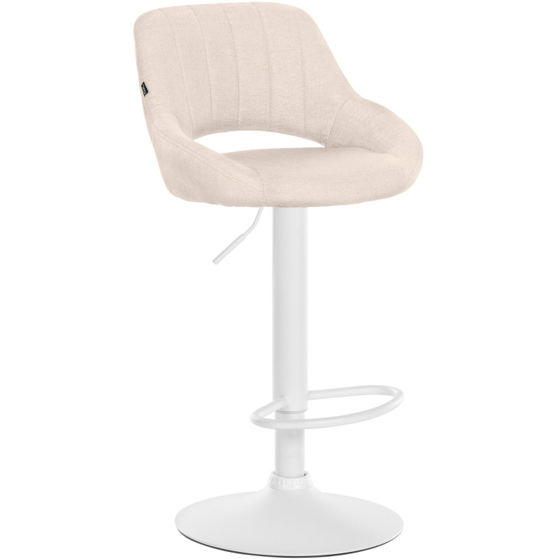 Tabouret de bar Milet, tissu, blanc/crème