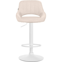 Tabouret de bar Milet, tissu blanc crème