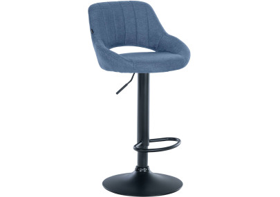 Tabouret de bar Milet, tissu, noir/bleu