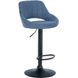 Tabouret de bar Milet, tissu noir bleu