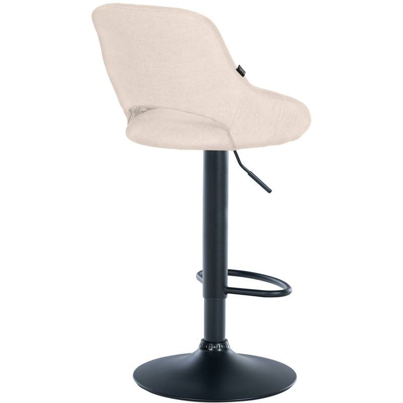 Tabouret de bar Milet, tissu noir crème
