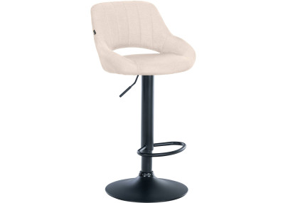 Tabouret de bar Milet, tissu, noir et crème