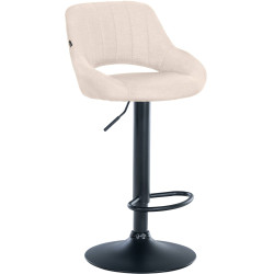 Tabouret de bar Milet, tissu noir crème