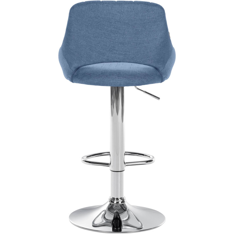 Tabouret de bar Milet, tissu, chrome, bleu