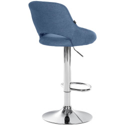 Tabouret de bar Milet, tissu, chrome, bleu