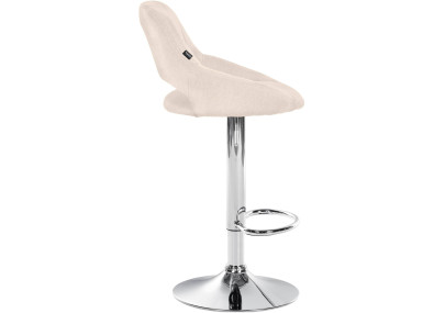 Tabouret de bar Milet, tissu, chrome, crème