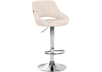 Tabouret de bar Milet, tissu, chrome, crème