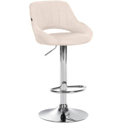 Tabouret de bar Milet, tissu, chrome, crème