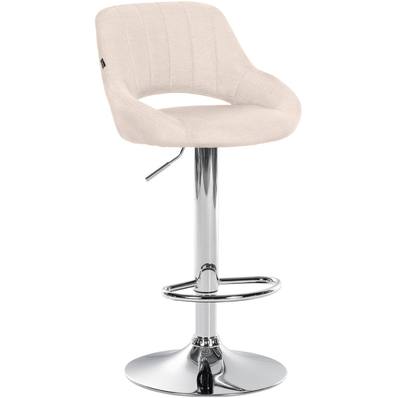 Tabouret de bar Milet, tissu, chrome, crème