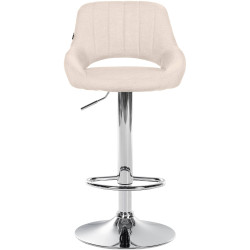 Tabouret de bar Milet, tissu, chrome, crème