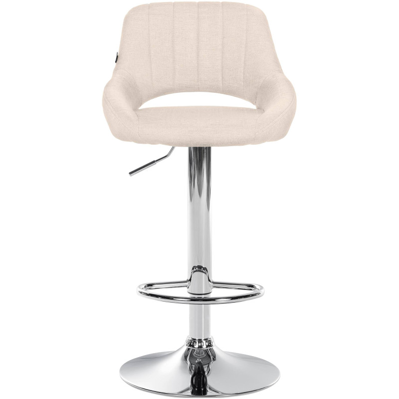 Tabouret de bar Milet, tissu, chrome crème