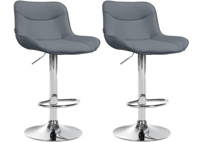 Lot de 2 tabourets de bar Vonore, similicuir, gris chromé