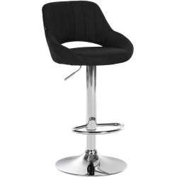 Sgabello da bar Milet, tessuto, cromato, nero