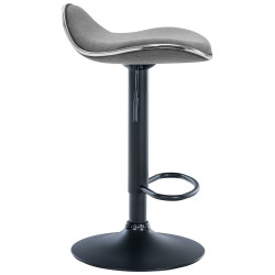 Tabouret de bar Shanghai, tissu noir gris clair