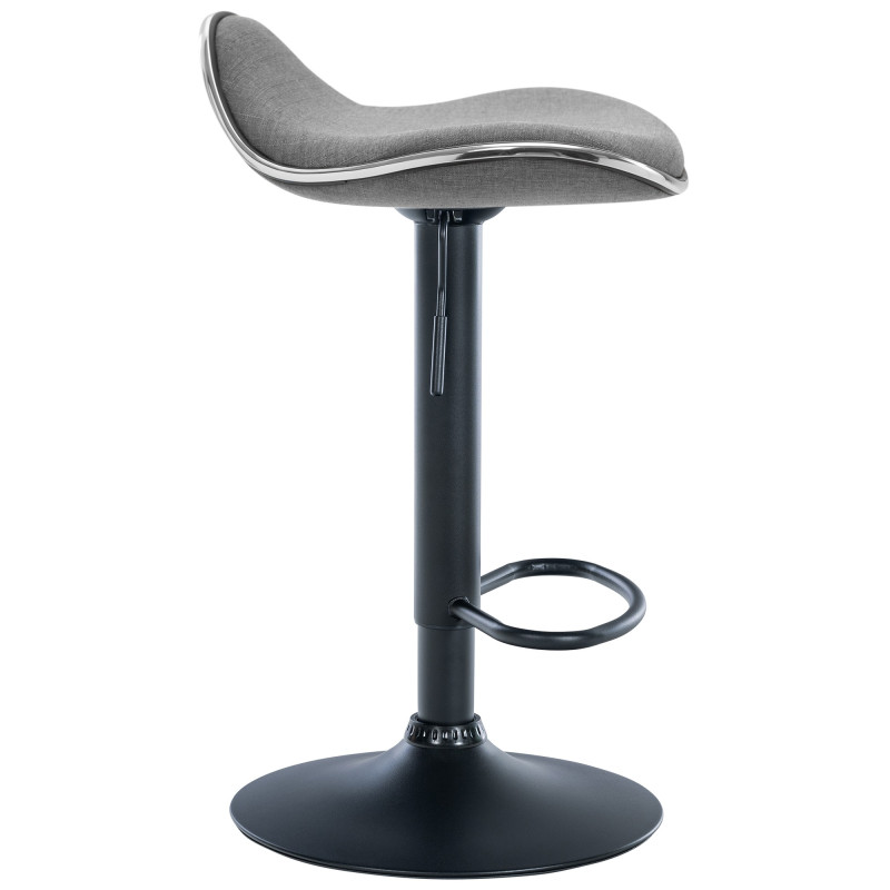 Tabouret de bar Shanghai, tissu noir gris clair