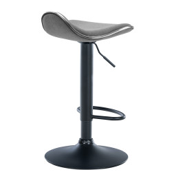 Tabouret de bar Shanghai, tissu noir/gris clair
