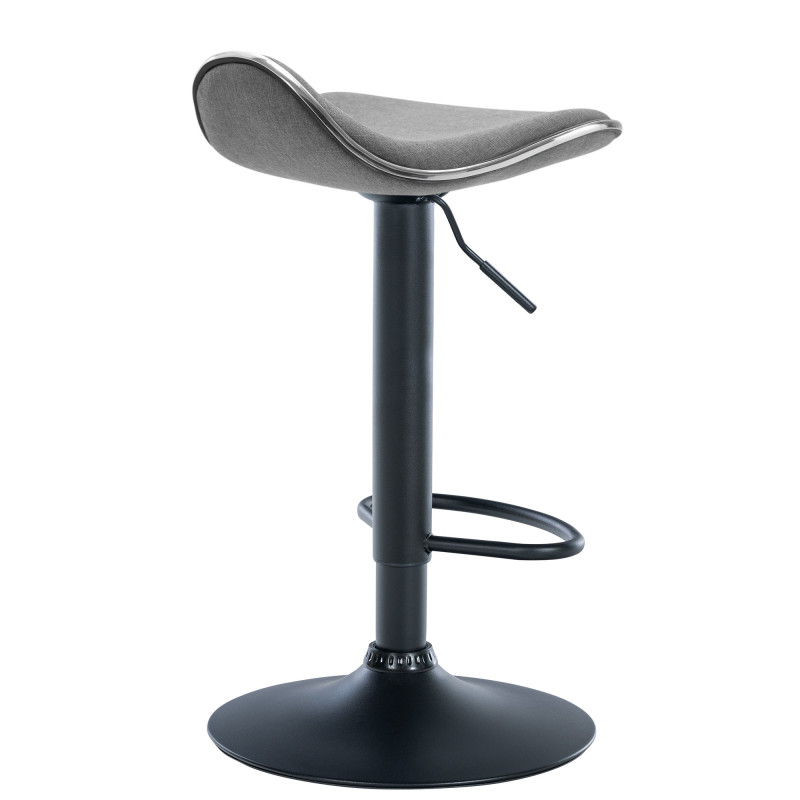 Tabouret de bar Shanghai, tissu noir gris clair