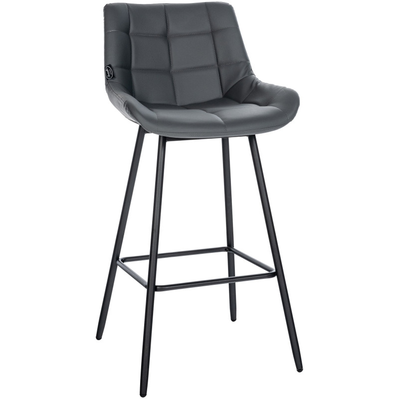 Tabouret de bar Weston, similicuir, gris