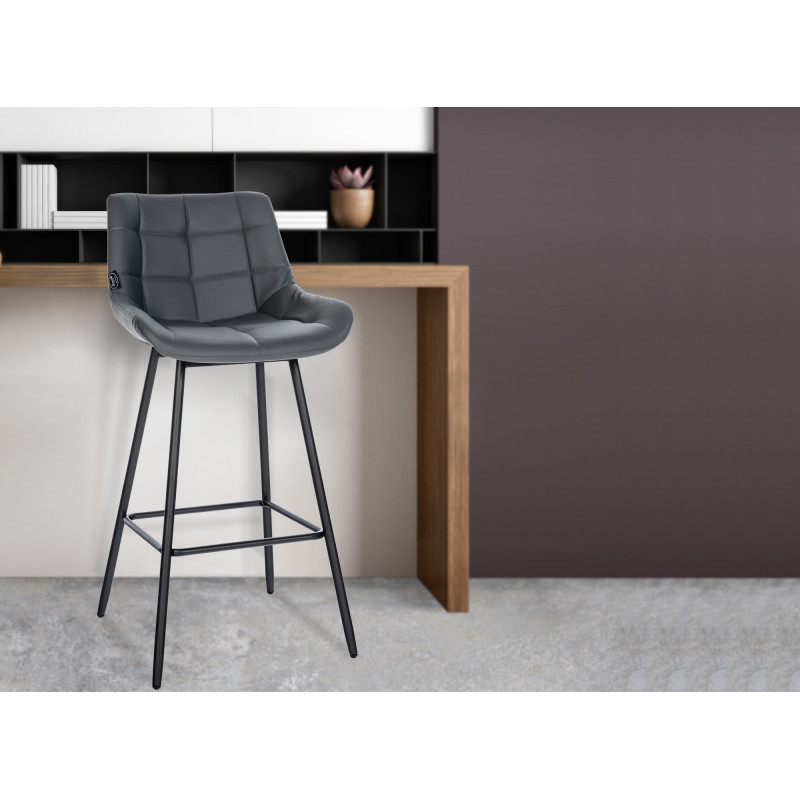 Tabouret de bar Weston en similicuir gris