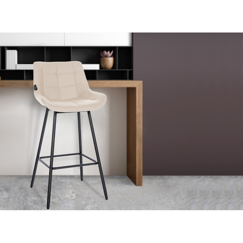 Sgabello da bar Weston, similpelle, crema