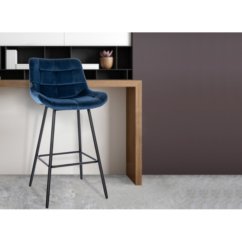 Banqueta de bar Weston em veludo azul