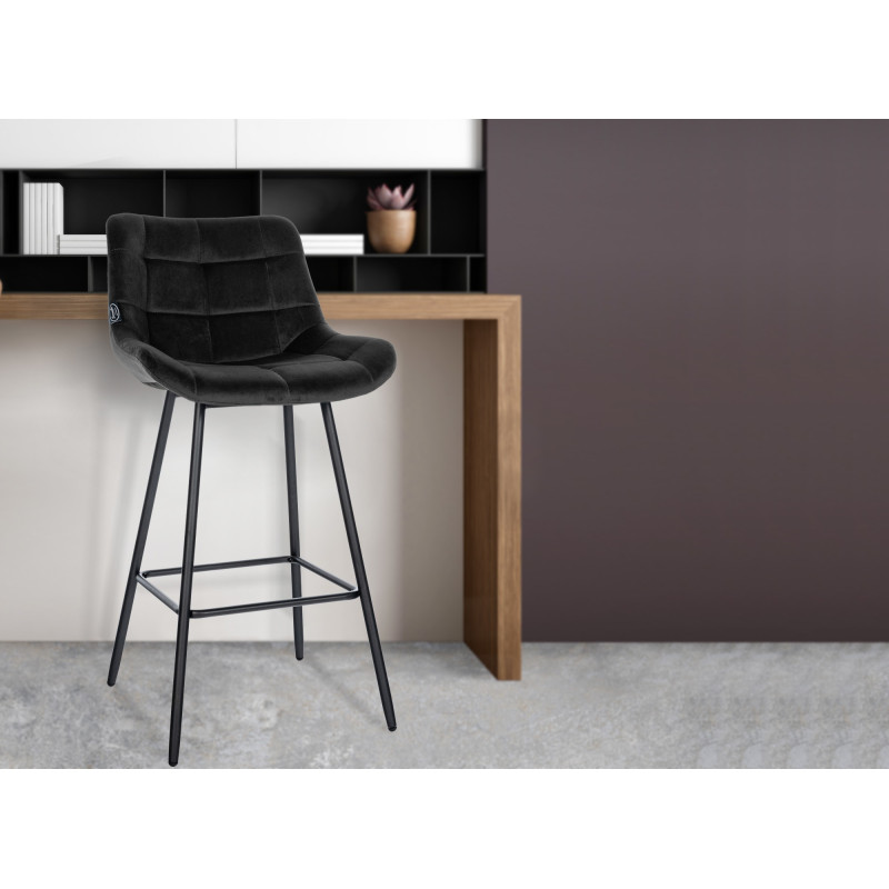 Taburete de bar Weston de terciopelo, negro