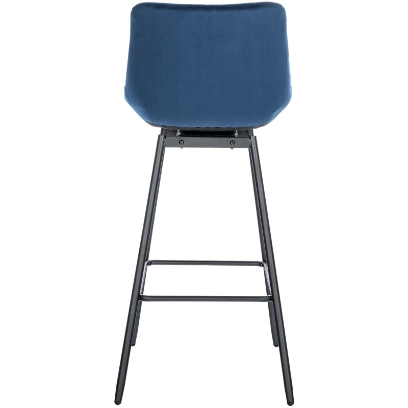 Tabouret de bar pivotant Weston, velours, bleu