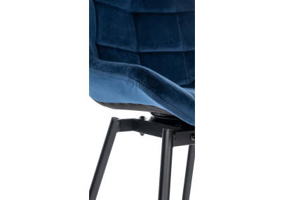 Tabouret de bar pivotant Weston, velours, bleu