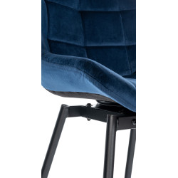Tabouret de bar pivotant Weston, velours, bleu