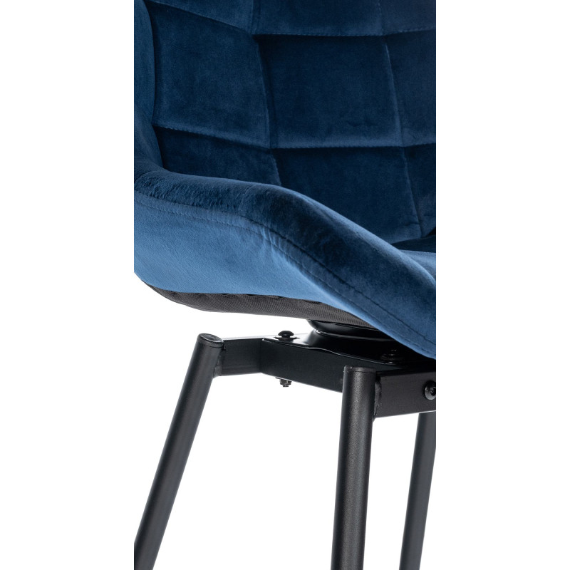 Tabouret de bar pivotant Weston, velours, bleu