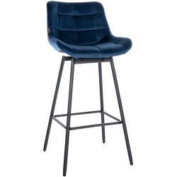 Tabouret de bar pivotant en velours Weston bleu