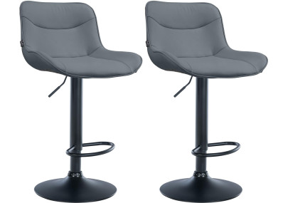 Lot de 2 tabourets de bar Vonore, similicuir, noir/gris