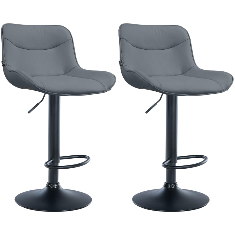 Lot de 2 tabourets de bar Vonore, similicuir, noir/gris