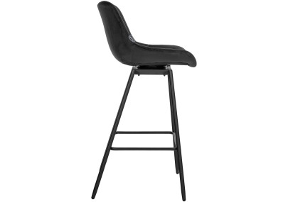 Tabouret de bar pivotant Weston, velours, noir