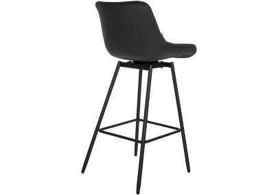 Tabouret de bar pivotant Weston, velours, noir
