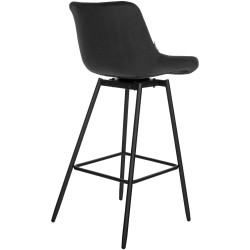 Tabouret de bar pivotant en velours Weston noir
