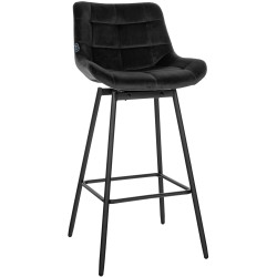 Tabouret de bar pivotant Weston, velours, noir