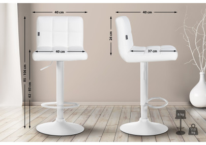 Tabouret de bar Feni, similicuir, blanc