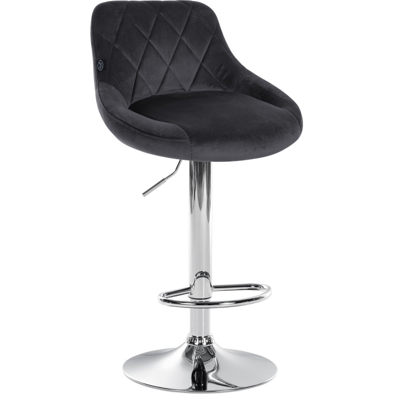 Tabouret de bar Lazio en velours, chromé gris foncé