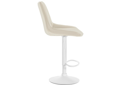 Taburete de bar Toni, piel sintética, blanco/crema