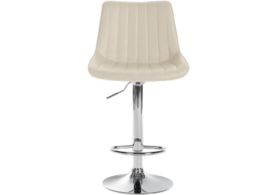 Tabouret de bar Toni, similicuir, chrome, crème