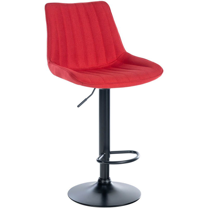 Tabouret de bar Toni, tissu noir et rouge