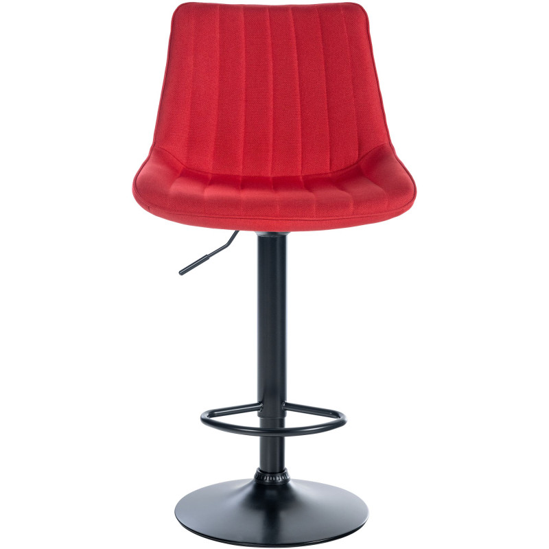 Tabouret de bar Toni, tissu noir et rouge