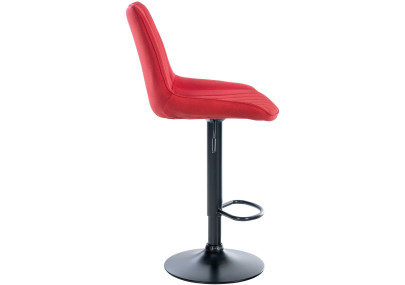 Tabouret de bar Toni, tissu noir et rouge