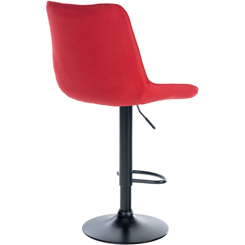 Tabouret de bar Toni, tissu noir rouge