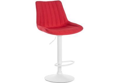 Banqueta de bar Toni em tecido branco e vermelho