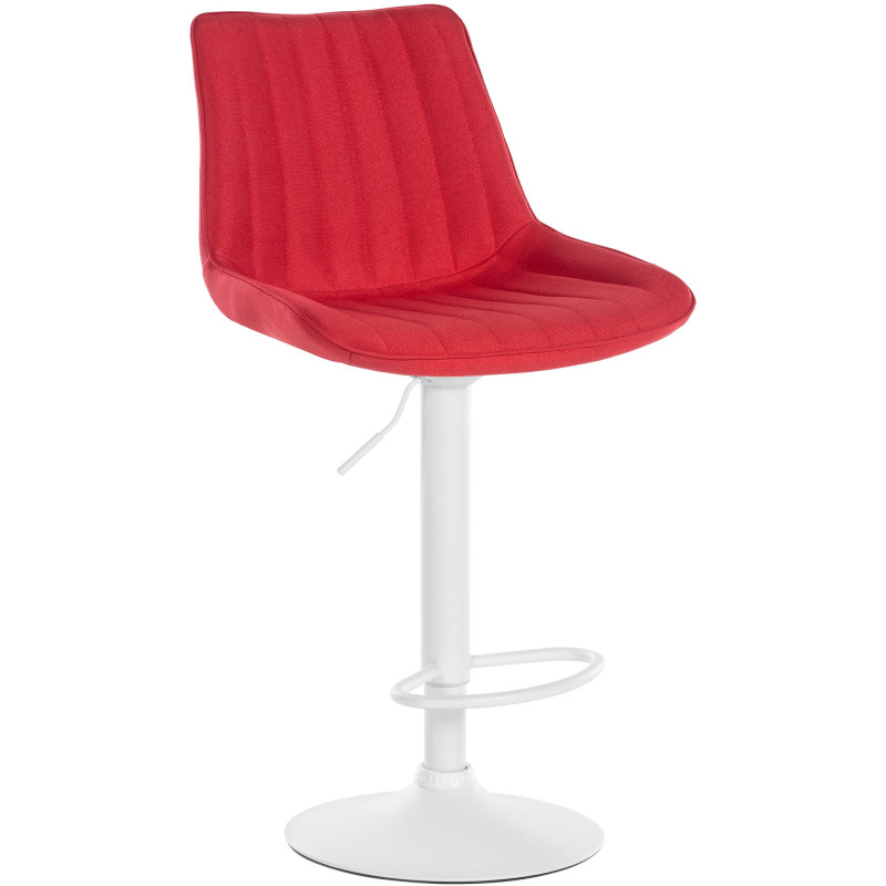 Tabouret de bar Toni en tissu blanc et rouge