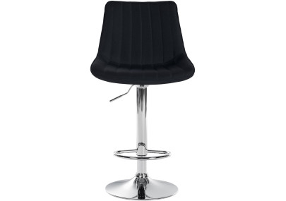 Tabouret de bar Toni, tissu, chrome, noir